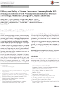 Cover page: Efficacy and Safety of Human Intravenous Immunoglobulin 10% (Panzyga®) in Patients with Primary Immunodeficiency Diseases: a Two-Stage, Multicenter, Prospective, Open-Label Study