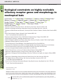 Cover page: Ecological constraints on highly evolvable olfactory receptor genes and morphology in neotropical bats