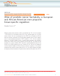 Cover page: Atlas of prostate cancer heritability in European and African-American men pinpoints tissue-specific regulation