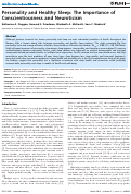 Cover page: Personality and Healthy Sleep: The Importance of Conscientiousness and Neuroticism