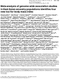 Cover page: Meta-analysis of genome-wide association studies in East Asian-ancestry populations identifies four new loci for body mass index