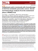 Cover page: Sotigalimab and/or nivolumab with chemotherapy in first-line metastatic pancreatic cancer: clinical and immunologic analyses from the randomized phase 2 PRINCE trial