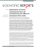 Cover page: Optimization of human mesenchymal stem cell manufacturing: the effects of animal/xeno-free media