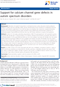 Cover page: Support for calcium channel gene defects in autism spectrum disorders