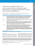 Cover page: Timely Colonoscopy After Positive Fecal Immunochemical Tests in the Veterans Health Administration: A Qualitative Assessment of Current Practice and Perceived Barriers