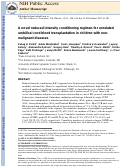 Cover page: A Novel Reduced-Intensity Conditioning Regimen for Unrelated Umbilical Cord Blood Transplantation in Children with Nonmalignant Diseases