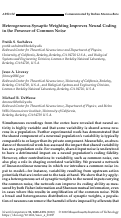 Cover page: Heterogeneous Synaptic Weighting Improves Neural Coding in the Presence of Common Noise