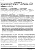Cover page: Exome sequencing and CRISPR/Cas genome editing identify mutations of ZAK as a cause of limb defects in humans and mice