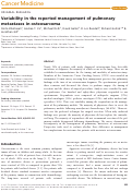 Cover page: Variability in the reported management of pulmonary metastases in osteosarcoma