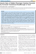 Cover page: Genetic Basis of Hidden Phenotypic Variation Revealed by Increased Translational Readthrough in Yeast
