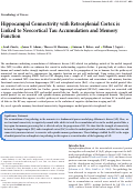 Cover page: Hippocampal Connectivity with Retrosplenial Cortex is Linked to Neocortical Tau Accumulation and Memory Function.