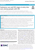 Cover page: Substance use and HIV stage at entry into care among people with HIV