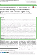 Cover page: Ambulatory heart rate of professional taxi drivers while driving without their typical psychosocial work stressors: a pilot study