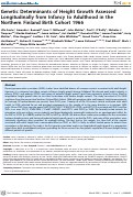 Cover page: Genetic Determinants of Height Growth Assessed Longitudinally from Infancy to Adulthood in the Northern Finland Birth Cohort 1966