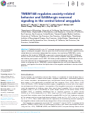 Cover page: TMEM16B regulates anxiety-related behavior and GABAergic neuronal signaling in the central lateral amygdala