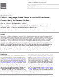Cover page: Critical Language Areas Show Increased Functional Connectivity in Human Cortex