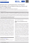 Cover page: Misinformation and Disinformation: The Potential Disadvantages of Social Media in Infectious Disease and How to Combat Them