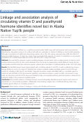 Cover page: Linkage and association analysis of circulating vitamin D and parathyroid hormone identifies novel loci in Alaska Native Yup’ik people