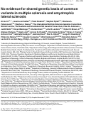 Cover page: No evidence for shared genetic basis of common variants in multiple sclerosis and amyotrophic lateral sclerosis