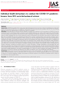 Cover page: Individual health behaviours to combat the COVID‐19 pandemic: lessons from HIV socio‐behavioural science