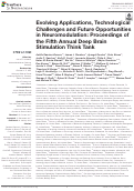 Cover page: Evolving Applications, Technological Challenges and Future Opportunities in Neuromodulation: Proceedings of the Fifth Annual Deep Brain Stimulation Think Tank