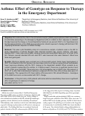 Cover page: Asthma: Effect of Genotype on Response to Therapy in the Emergency Department