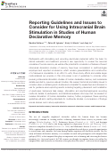 Cover page: Reporting Guidelines and Issues to Consider for Using Intracranial Brain Stimulation in Studies of Human Declarative Memory