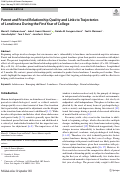 Cover page: Parent and Friend Relationship Quality and Links to Trajectories of Loneliness During the First Year of College