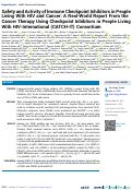 Cover page: Safety and Activity of Immune Checkpoint Inhibitors in People Living With HIV and Cancer: A Real-World Report From the Cancer Therapy Using Checkpoint Inhibitors in People Living With HIV-International (CATCH-IT) Consortium.