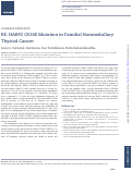 Cover page: RE: HABP2 G534E Mutation in Familial Nonmedullary Thyroid Cancer