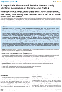 Cover page: A Large-Scale Rheumatoid Arthritis Genetic Study Identifies Association at Chromosome 9q33.2