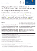 Cover page: CSF progranulin increases in the course of Alzheimer's disease and is associated with sTREM2, neurodegeneration and cognitive decline