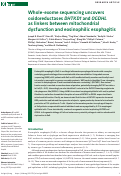 Cover page: Whole-exome sequencing uncovers oxidoreductases DHTKD1 and OGDHL as linkers between mitochondrial dysfunction and eosinophilic esophagitis.