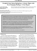 Cover page: Occipital Lobe Status Epilepticus, A Stroke Mimic with Novel Imaging Findings: A Case Report