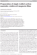 Cover page: Preparation of single-walled carbon nanotube reinforced magnesia films