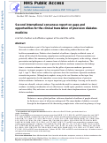 Cover page: Second international consensus report on gaps and opportunities for the clinical translation of precision diabetes medicine