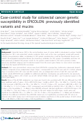 Cover page: Case-control study for colorectal cancer genetic susceptibility in EPICOLON: previously identified variants and mucins