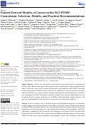 Cover page: Patient-Derived Models of Cancer in the NCI PDMC Consortium: Selection, Pitfalls, and Practical Recommendations