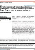 Cover page: Developmental self-reactivity determines pathogenic Tc17 differentiation potential of naive CD8+ T cells in murine models of inflammation.