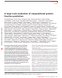 Cover page: A large-scale evaluation of computational protein function prediction