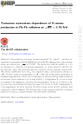 Cover page: Transverse momentum dependence of D-meson production in Pb-Pb collisions at sNN=2.76 TeV