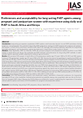 Cover page: Preferences and acceptability for long-acting PrEP agents among pregnant and postpartum women with experience using daily oral PrEP in South Africa and Kenya.