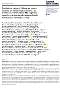 Cover page: Predictive value of follow-up infarct volume on functional outcomes in middle cerebral artery M2 segment vessel occlusion stroke treated with mechanical thrombectomy.