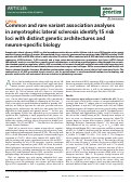 Cover page: Common and rare variant association analyses in amyotrophic lateral sclerosis identify 15 risk loci with distinct genetic architectures and neuron-specific biology