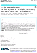Cover page: Insights into the formation and diversification of a novel chiropteran wing membrane from embryonic development