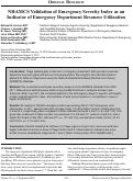 Cover page: NHAMCS Validation of Emergency Severity Index as an Indicator of Emergency Department Resource Utilization