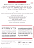 Cover page: MDS research criteria for prodromal Parkinson's disease