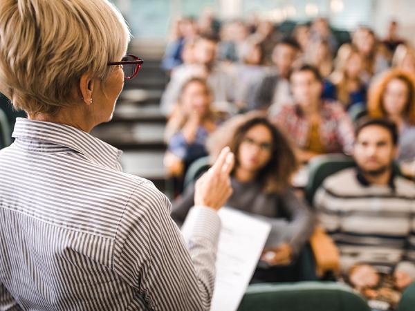 Professor lecturing in front of class