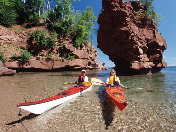 Man and woman kayaking