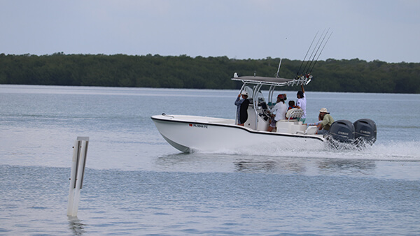 a boat underway on the water